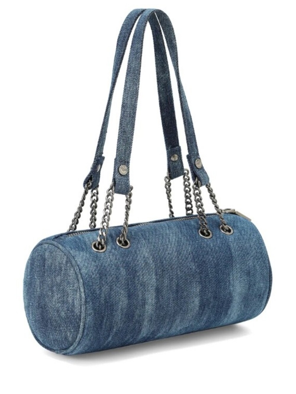 Von Dutch Distressed Denim Barrel Shoulder Bag - Picture 10 of 15
